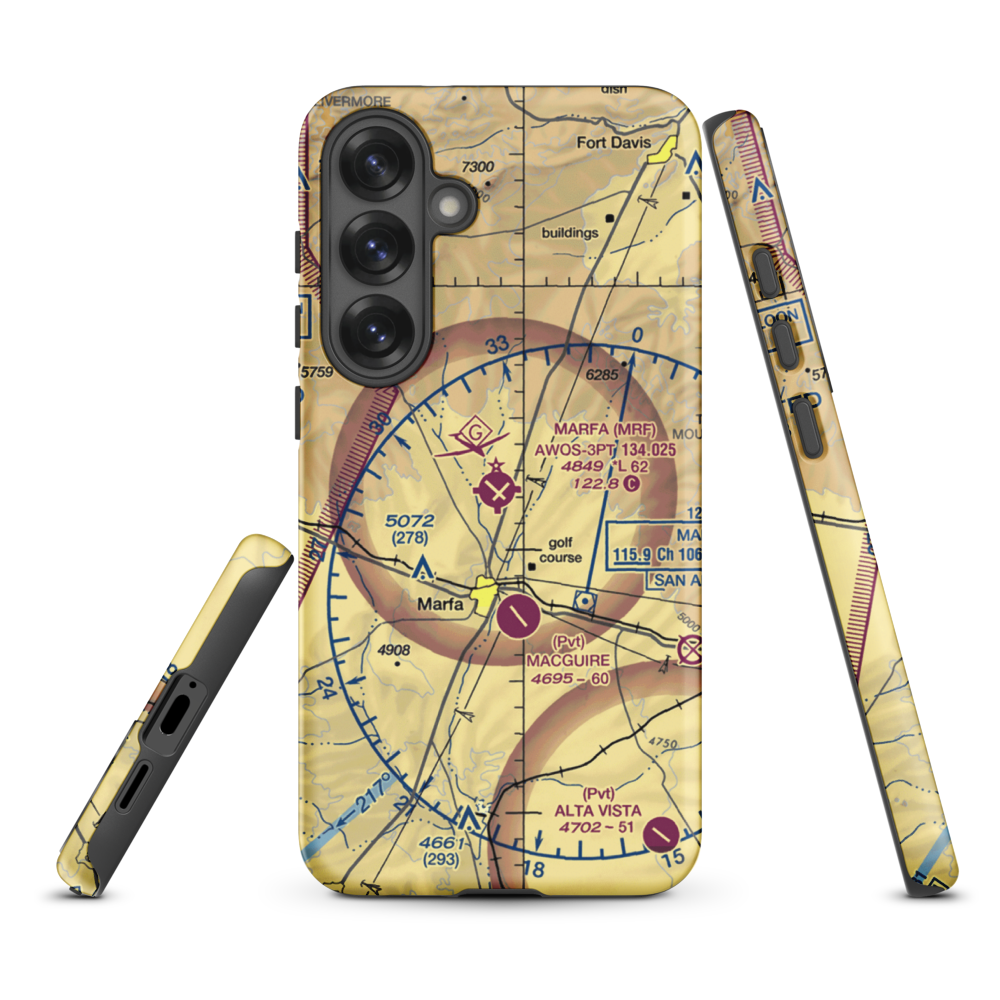 Marfa Municipal Airport (MRF) VFR Sectional Samsung Phone Case Samsung Galaxy S25 Plus model shown