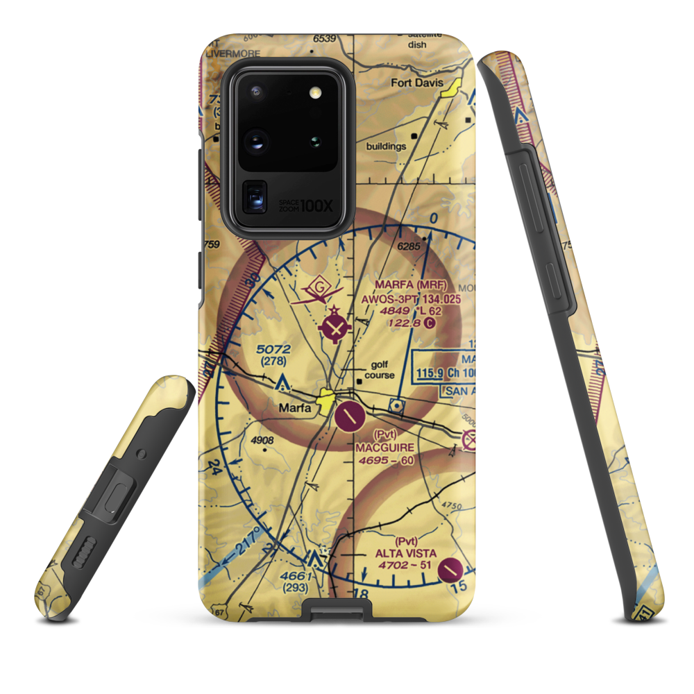 Marfa Municipal Airport (MRF) VFR Sectional Samsung Phone Case Samsung Galaxy S20 Ultra model shown