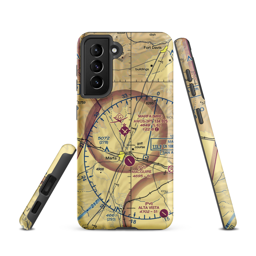Marfa Municipal Airport (MRF) VFR Sectional Samsung Phone Case Samsung Galaxy S21 model shown