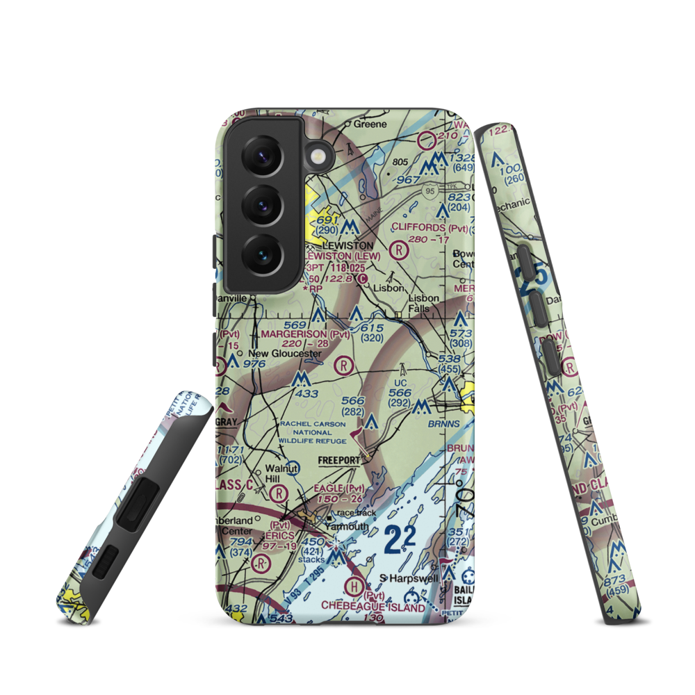 Margerison Airport (ME75) VFR Sectional Samsung Phone Case Samsung Galaxy S22 model shown
