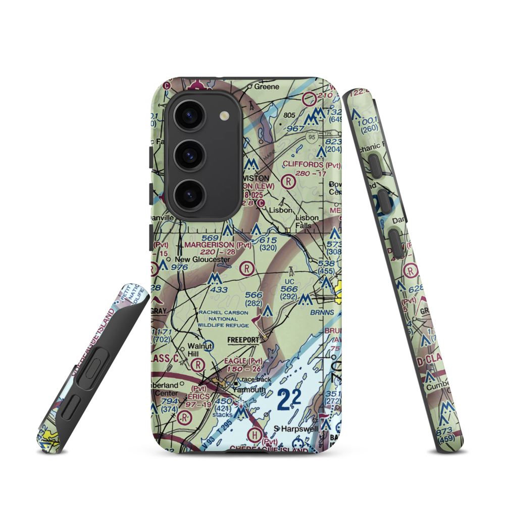 Margerison Airport (ME75) VFR Sectional Samsung Phone Case Samsung Galaxy S23 model shown