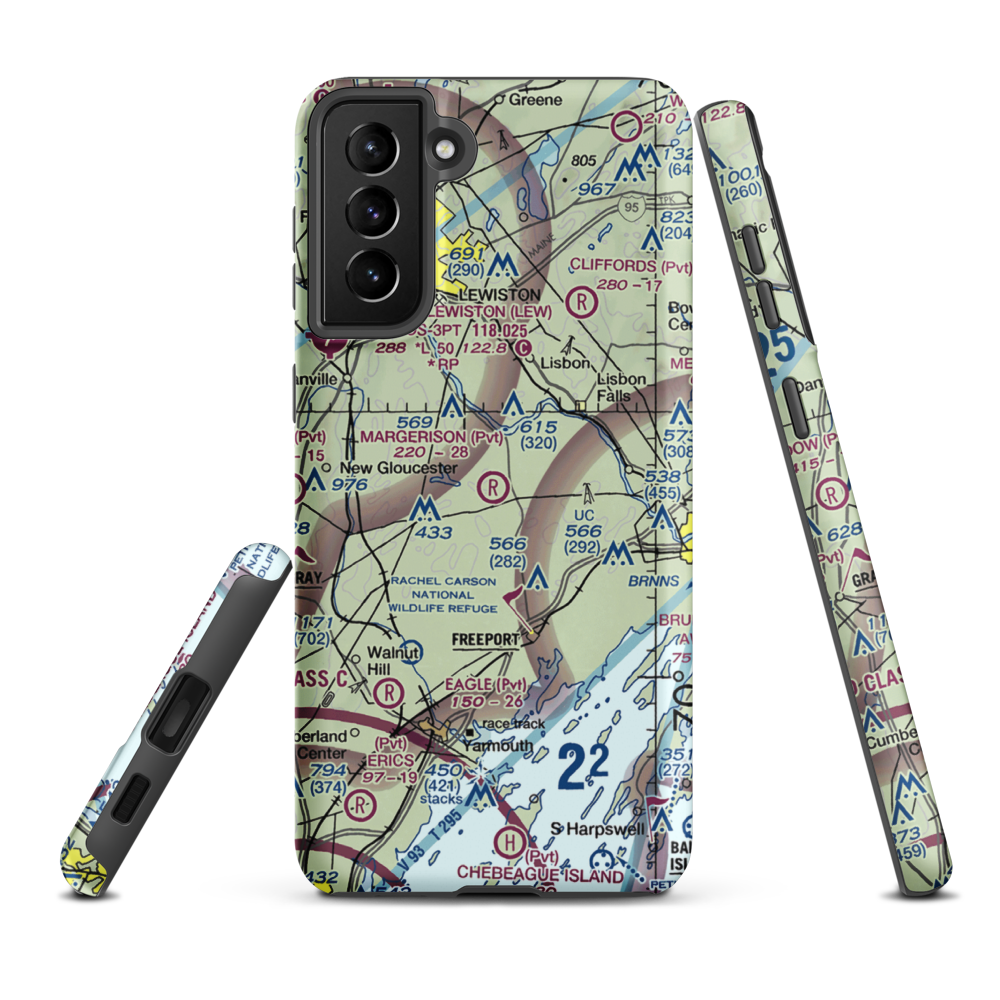 Margerison Airport (ME75) VFR Sectional Samsung Phone Case Samsung Galaxy S21 Plus model shown