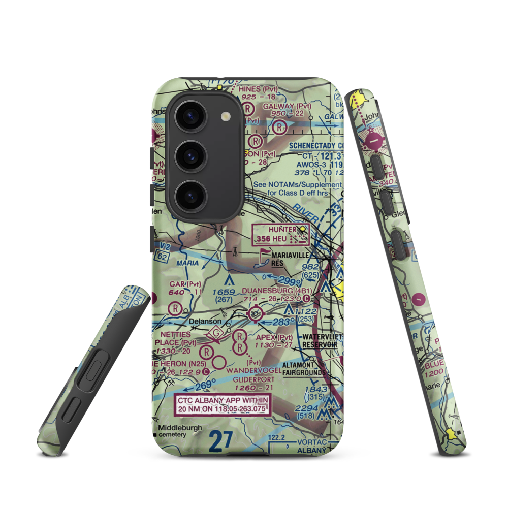 Mariaville Aerodrome (8NY5) VFR Sectional Samsung Phone Case Samsung Galaxy S23 model shown