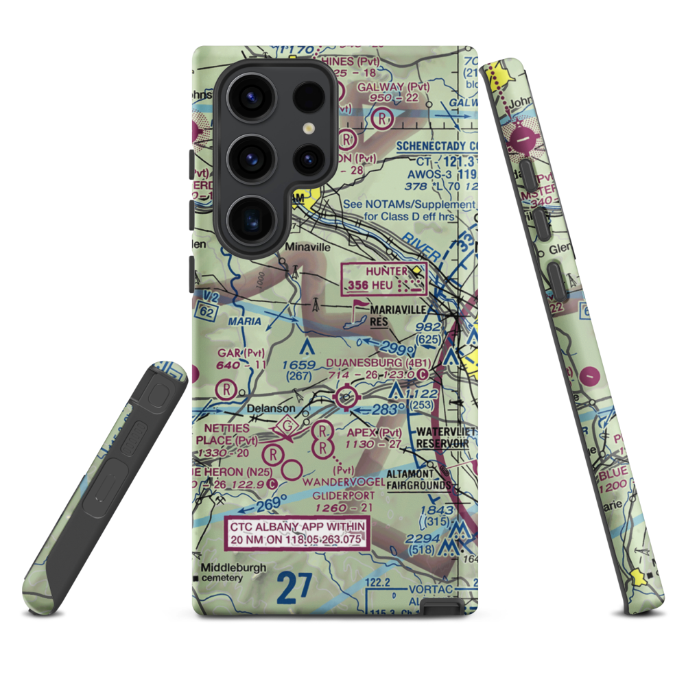 Mariaville Aerodrome (8NY5) VFR Sectional Samsung Phone Case Samsung Galaxy S23 Ultra model shown