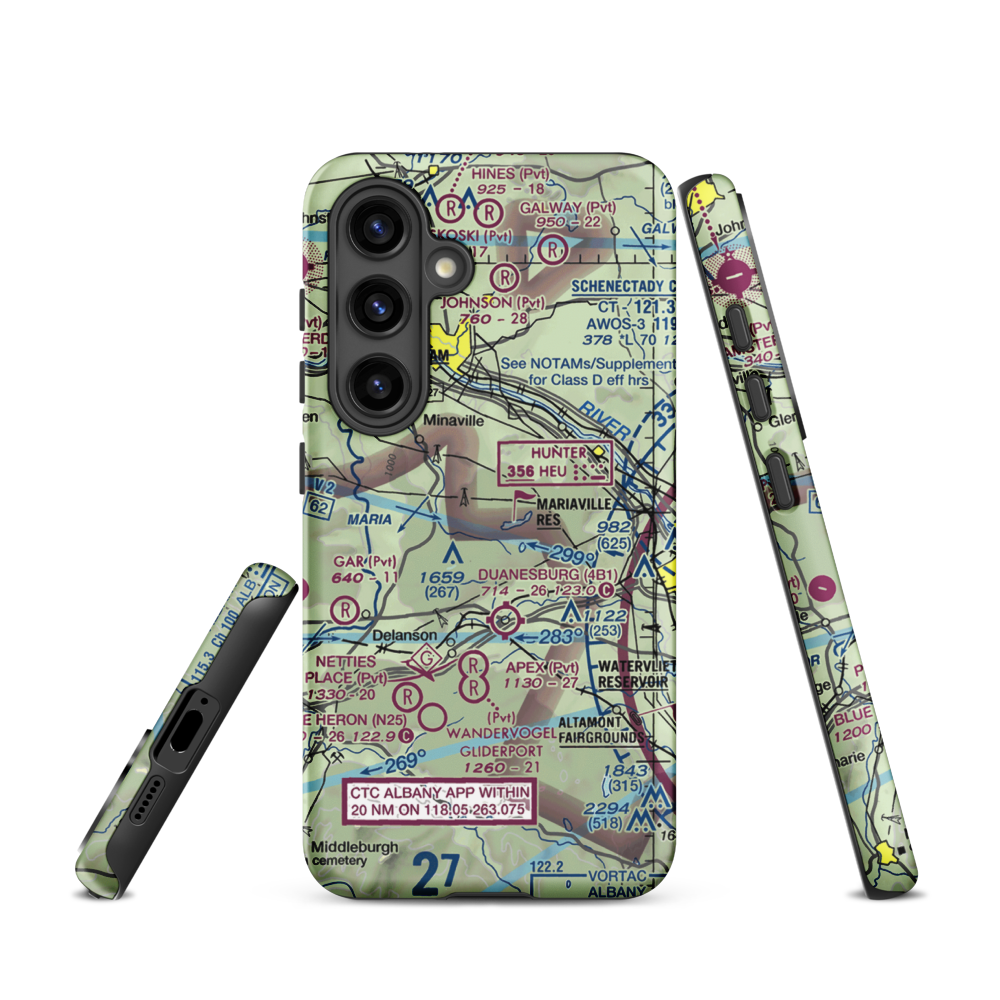 Mariaville Aerodrome (8NY5) VFR Sectional Samsung Phone Case Samsung Galaxy S24 model shown