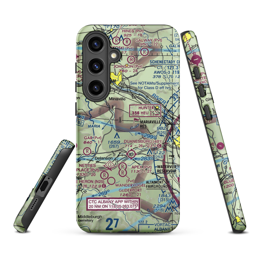 Mariaville Aerodrome (8NY5) VFR Sectional Samsung Phone Case Samsung Galaxy S24 Plus model shown