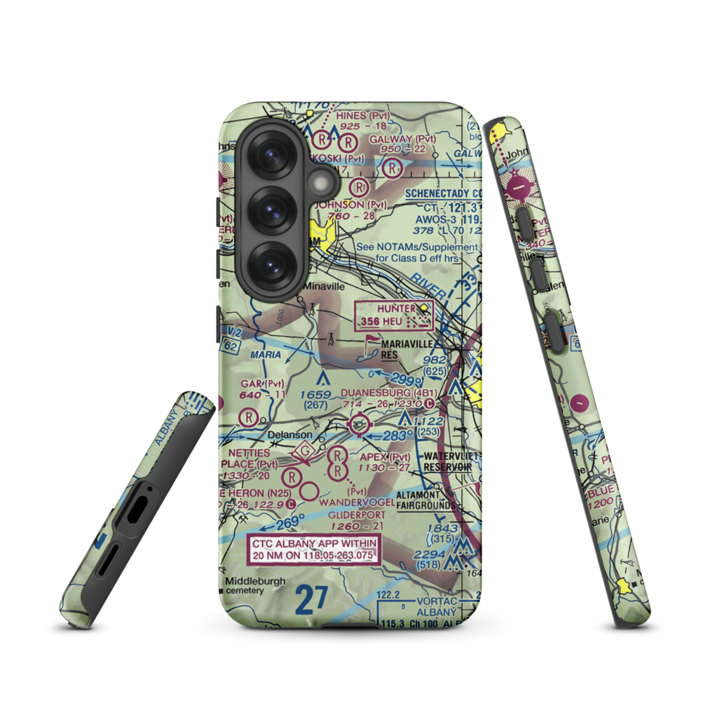 Mariaville Aerodrome (8NY5) VFR Sectional Samsung Phone Case Samsung Galaxy S25 model shown