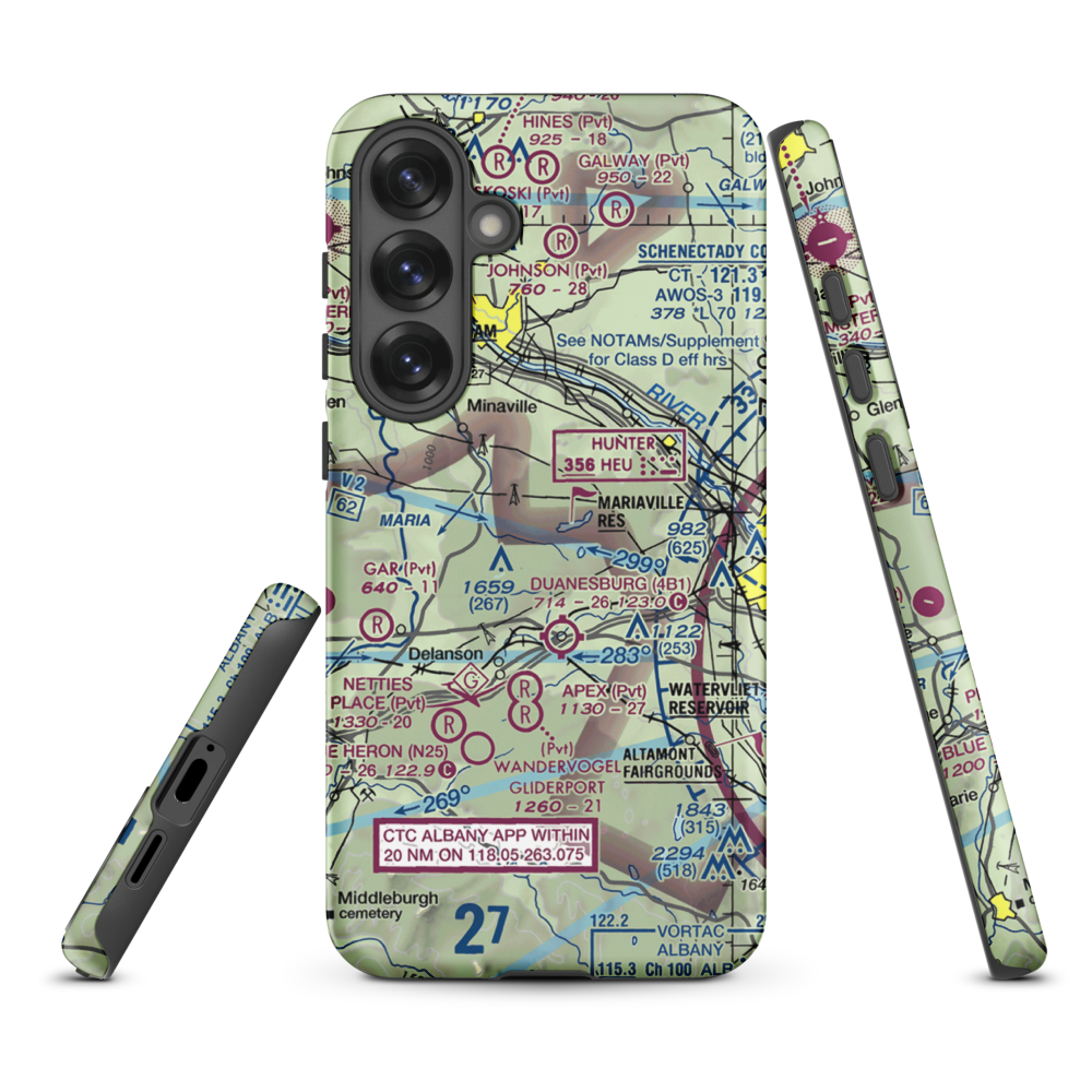 Mariaville Aerodrome (8NY5) VFR Sectional Samsung Phone Case Samsung Galaxy S25 Plus model shown