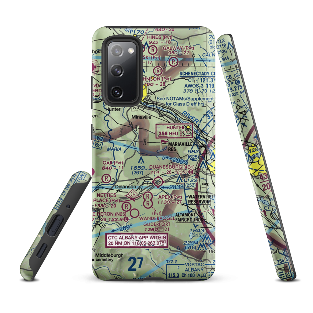 Mariaville Aerodrome (8NY5) VFR Sectional Samsung Phone Case Samsung Galaxy S20 FE model shown