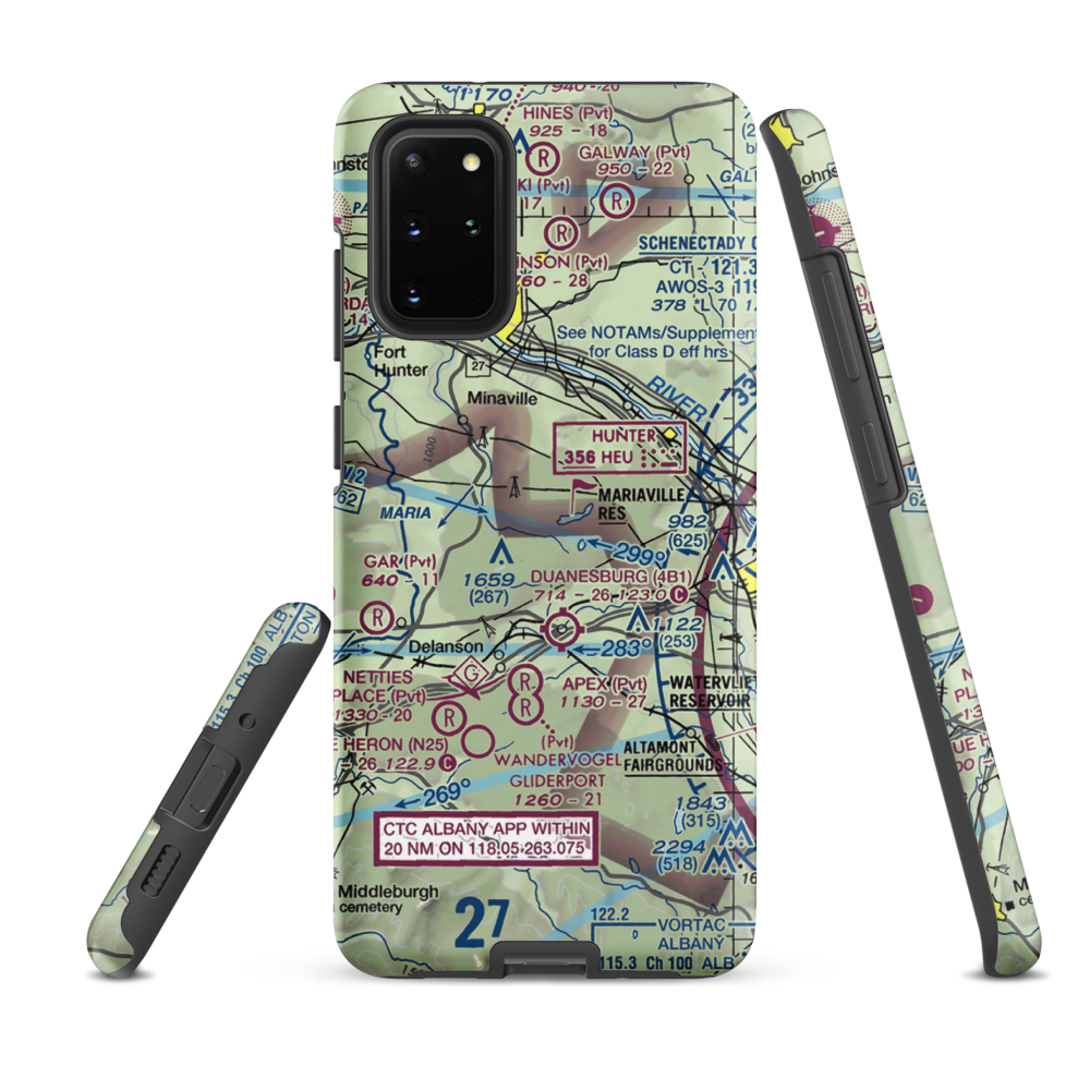 Mariaville Aerodrome (8NY5) VFR Sectional Samsung Phone Case Samsung Galaxy S20 Plus model shown