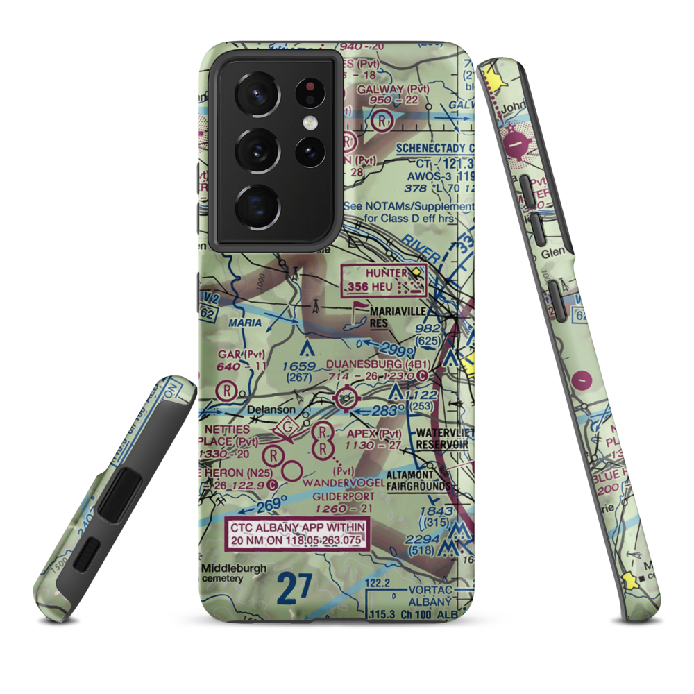 Mariaville Aerodrome (8NY5) VFR Sectional Samsung Phone Case Samsung Galaxy S21 Ultra model shown