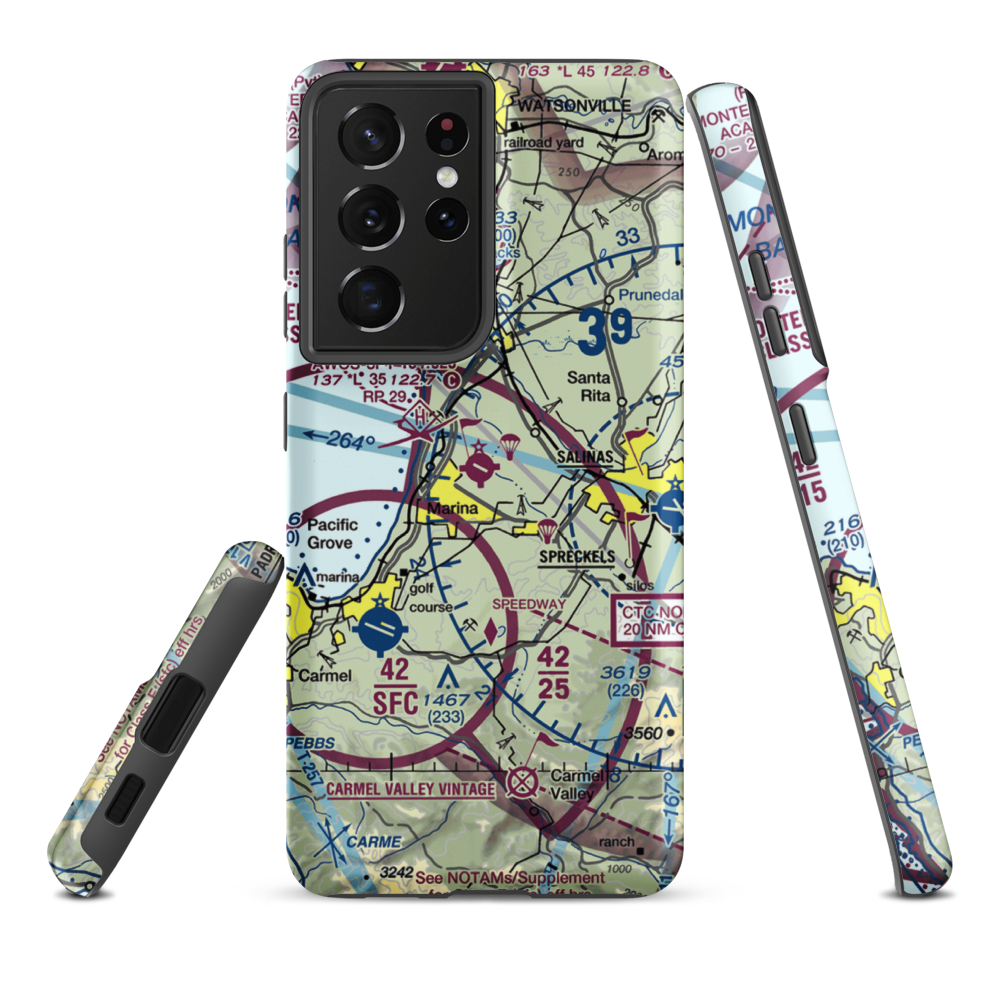Marina Municipal Airport (OAR) VFR Sectional Samsung Phone Case Samsung Galaxy S21 Ultra model shown