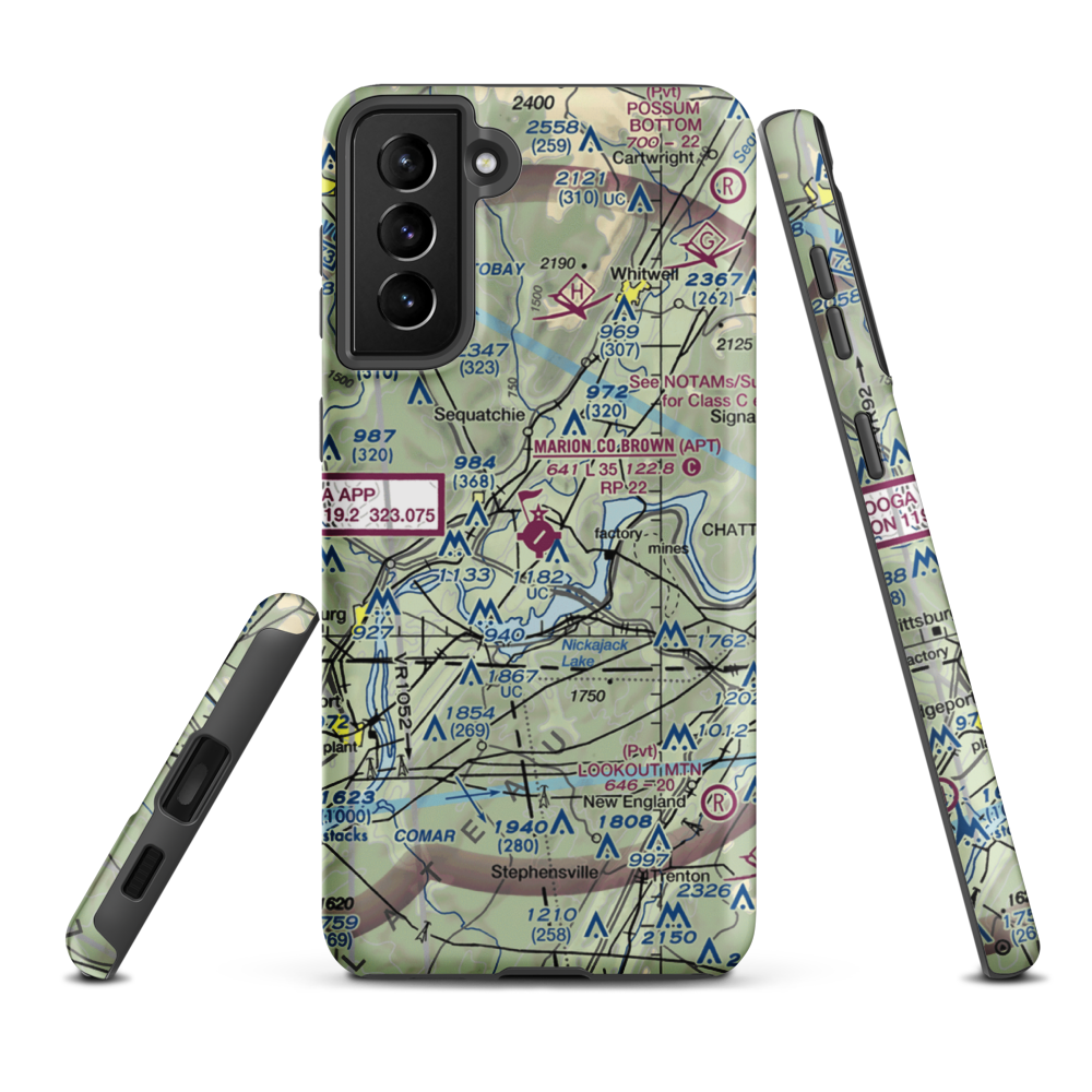 Marion County Brown Field (APT) VFR Sectional Samsung Phone Case Samsung Galaxy S21 FE model shown