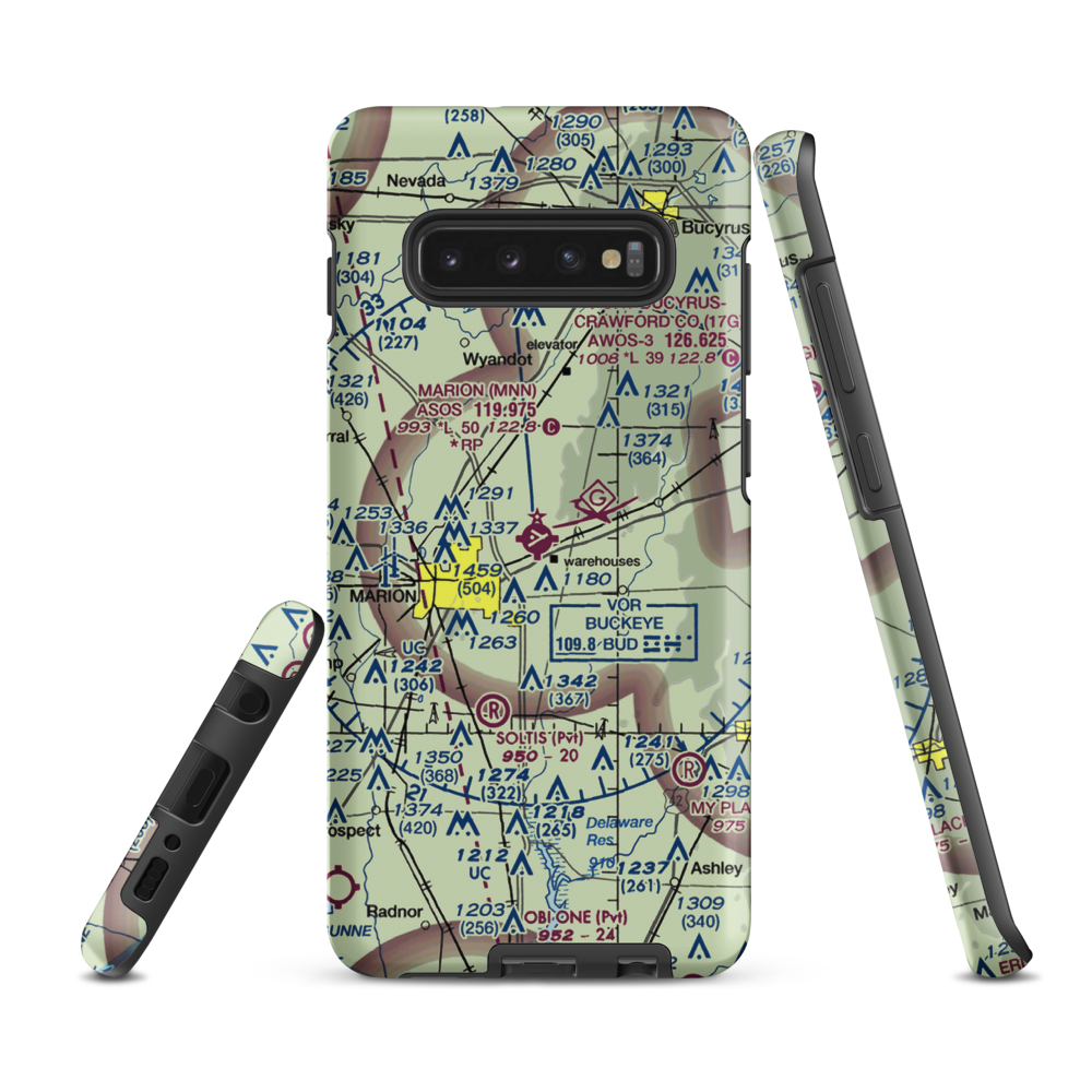 Marion Municipal Airport (MNN) VFR Sectional Samsung Phone Case Samsung Galaxy S10e model shown