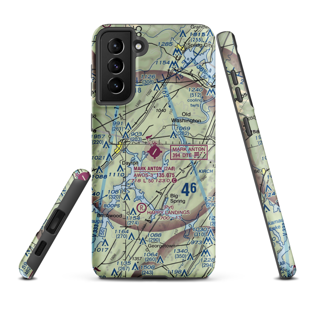 Mark Anton Airport (2A0) VFR Sectional Samsung Phone Case Samsung Galaxy S21 Plus model shown