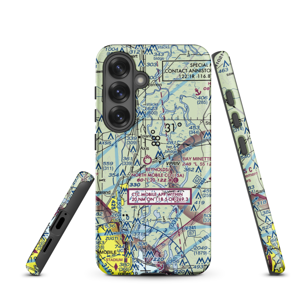 Mark Reynolds/North Mobile County Airport (15A) VFR Sectional Samsung Phone Case Samsung Galaxy S25 model shown