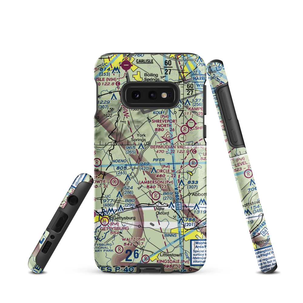 Market Garden Airport (2PN3) VFR Sectional Samsung Phone Case Samsung Galaxy S10e model shown