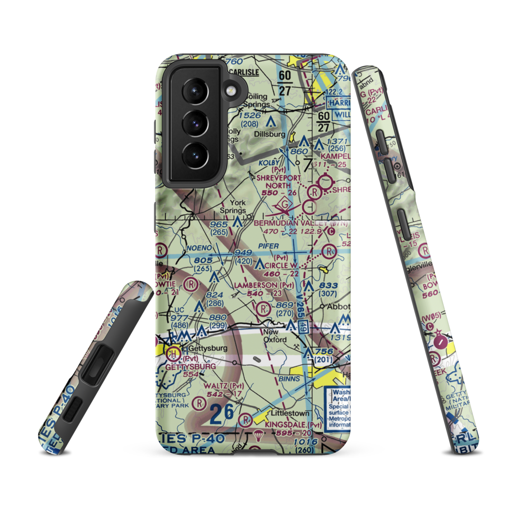 Market Garden Airport (2PN3) VFR Sectional Samsung Phone Case Samsung Galaxy S21 FE model shown