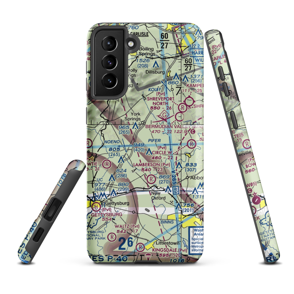 Market Garden Airport (2PN3) VFR Sectional Samsung Phone Case Samsung Galaxy S21 Plus model shown