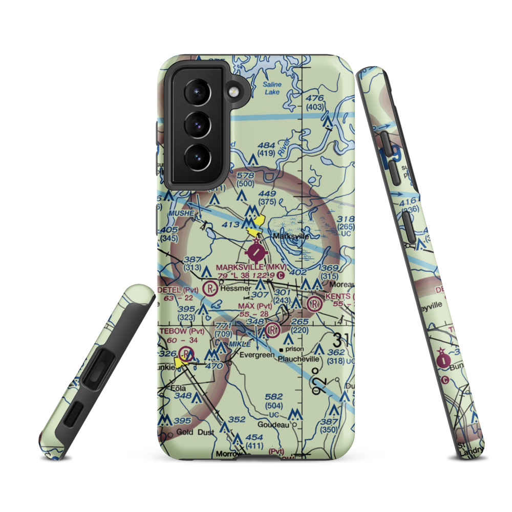 Marksville Municipal Airport (MKV) VFR Sectional Samsung Phone Case Samsung Galaxy S21 Ultra model shown
