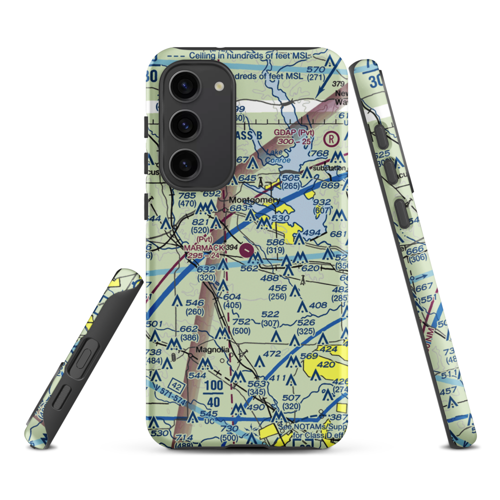Marmack Airport (TE85) VFR Sectional Samsung Phone Case Samsung Galaxy S23 Plus model shown