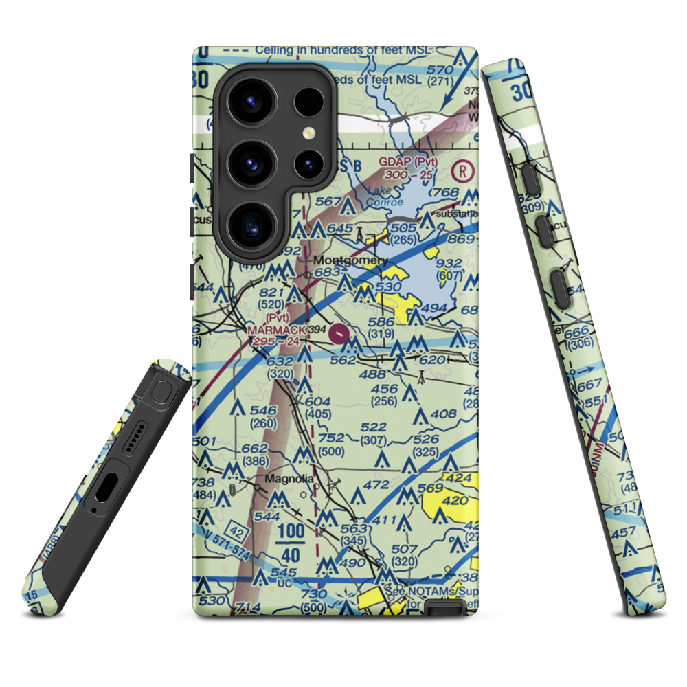 Marmack Airport (TE85) VFR Sectional Samsung Phone Case Samsung Galaxy S24 Ultra model shown
