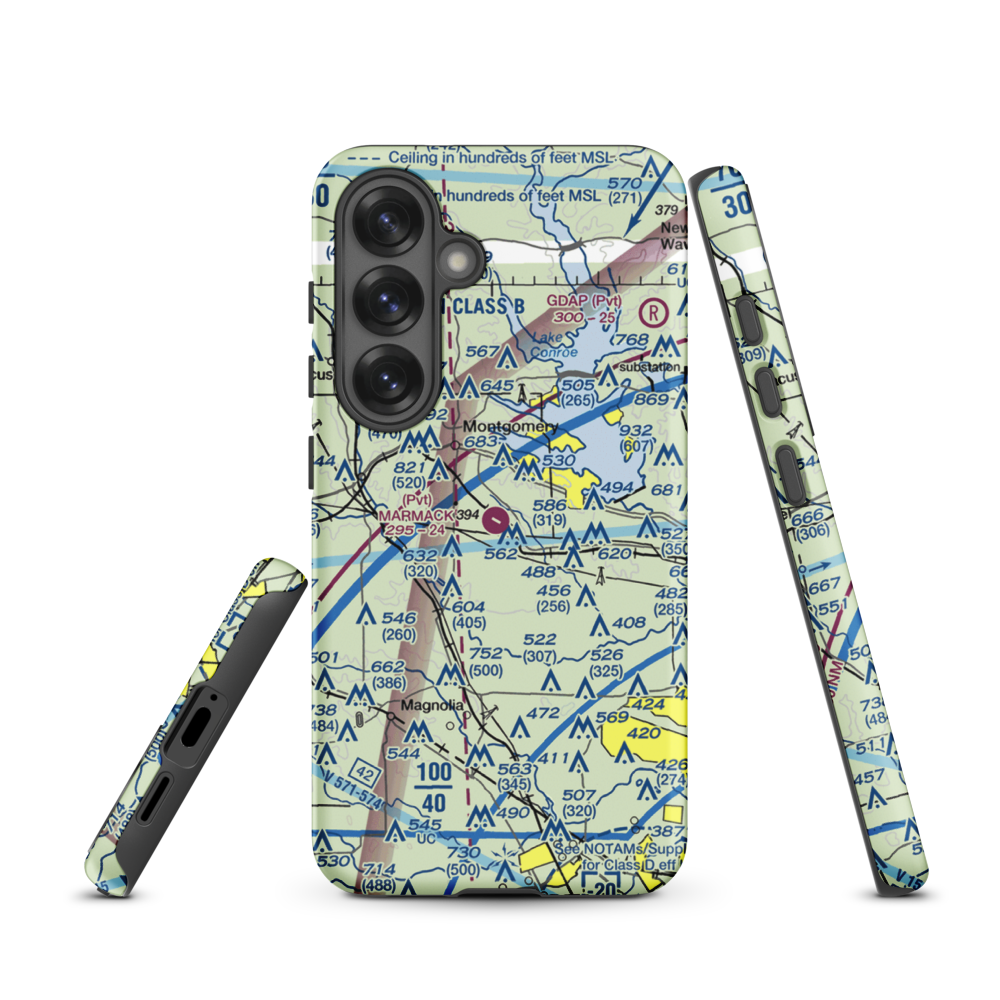 Marmack Airport (TE85) VFR Sectional Samsung Phone Case Samsung Galaxy S25 model shown