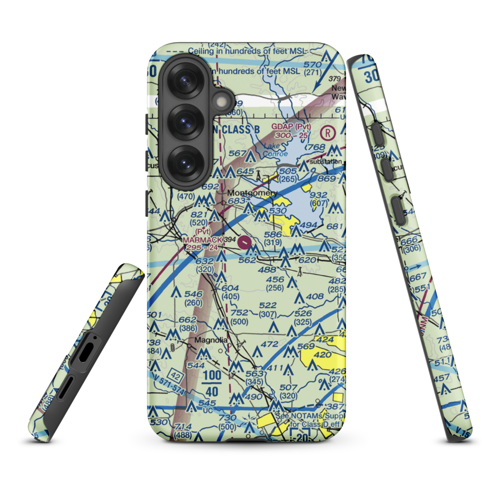 Marmack Airport (TE85) VFR Sectional Samsung Phone Case Samsung Galaxy S25 Plus model shown