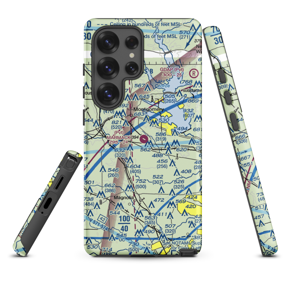 Marmack Airport (TE85) VFR Sectional Samsung Phone Case Samsung Galaxy S25 Ultra model shown