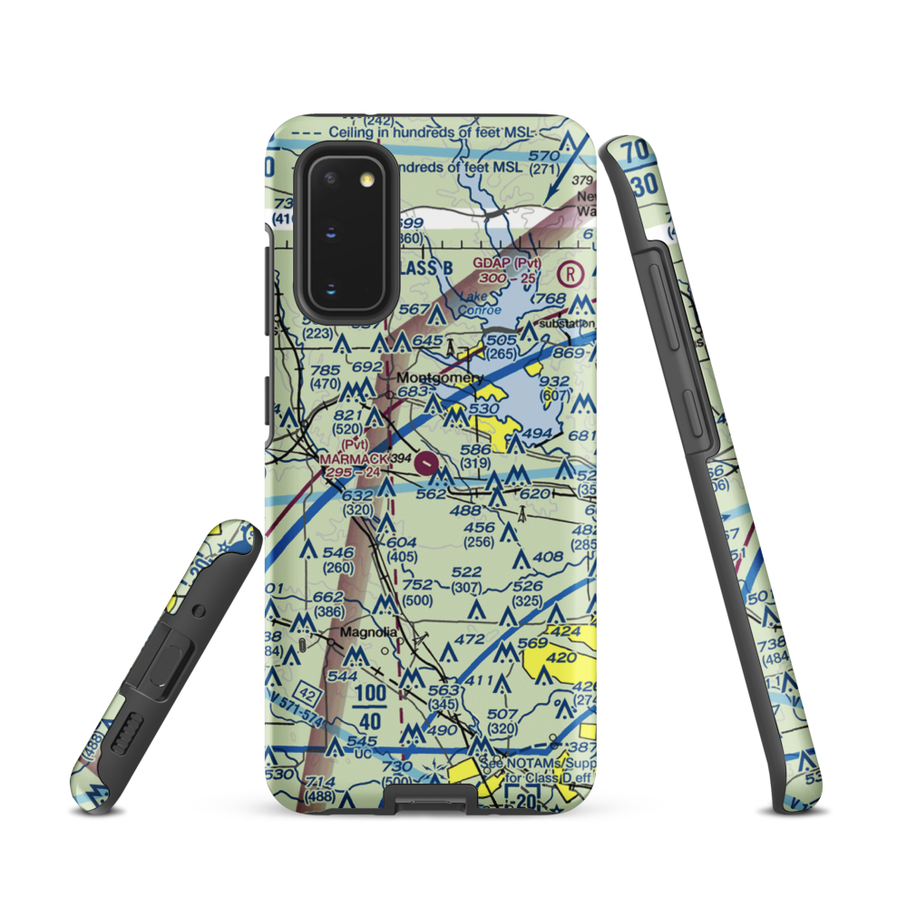 Marmack Airport (TE85) VFR Sectional Samsung Phone Case Samsung Galaxy S20 model shown