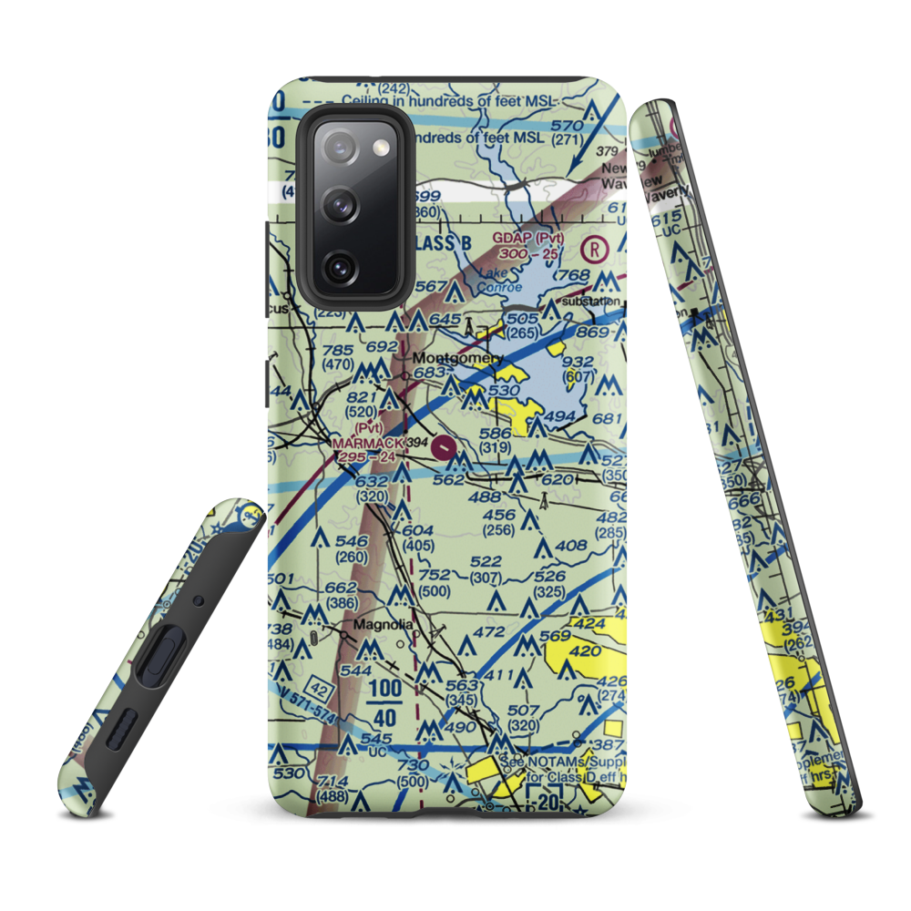 Marmack Airport (TE85) VFR Sectional Samsung Phone Case Samsung Galaxy S20 FE model shown