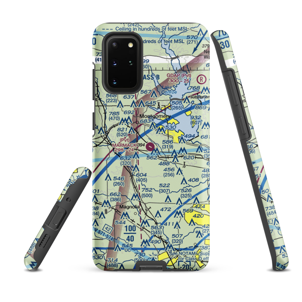Marmack Airport (TE85) VFR Sectional Samsung Phone Case Samsung Galaxy S20 Plus model shown