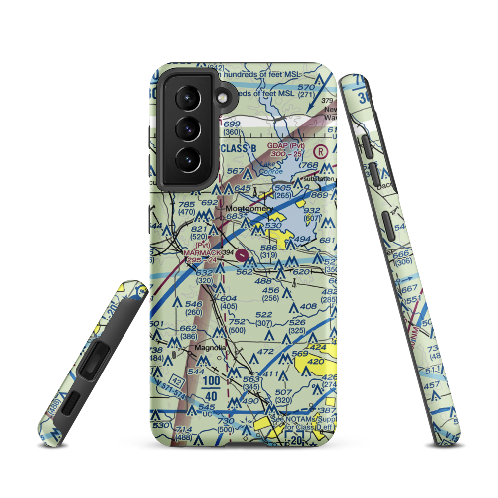 Marmack Airport (TE85) VFR Sectional Samsung Phone Case Samsung Galaxy S21 model shown