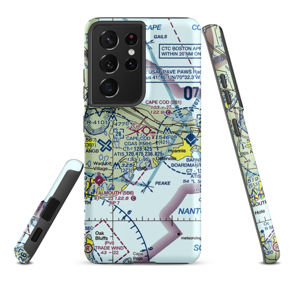 Marston Mills Seaplane Base (MA12) VFR Sectional Samsung Phone Case Samsung Galaxy S21 Ultra model shown