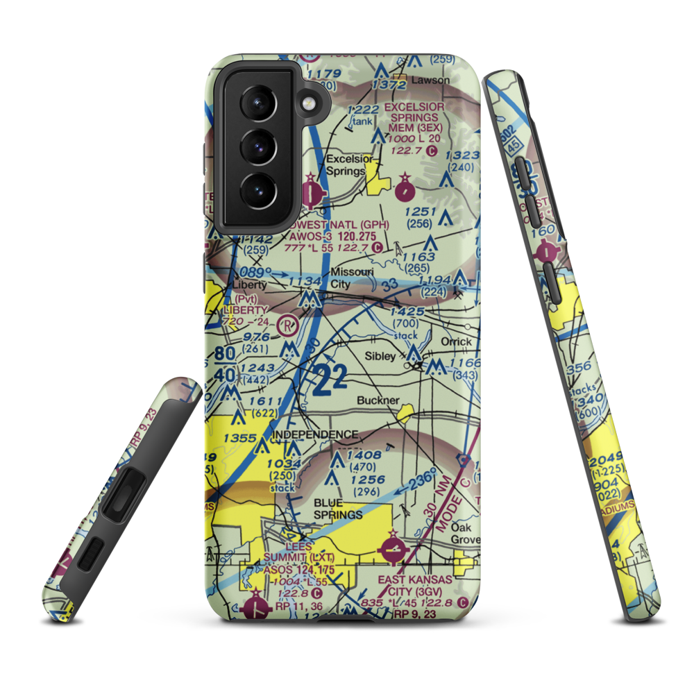 Martens Airport (4MO8) VFR Sectional Samsung Phone Case Samsung Galaxy S21 Plus model shown