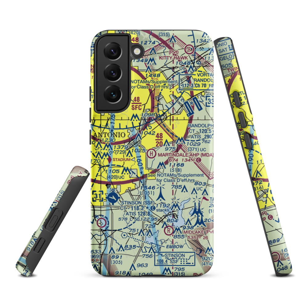Martindale Army Heliport (MDA) VFR Sectional Samsung Phone Case Samsung Galaxy S22 Plus model shown