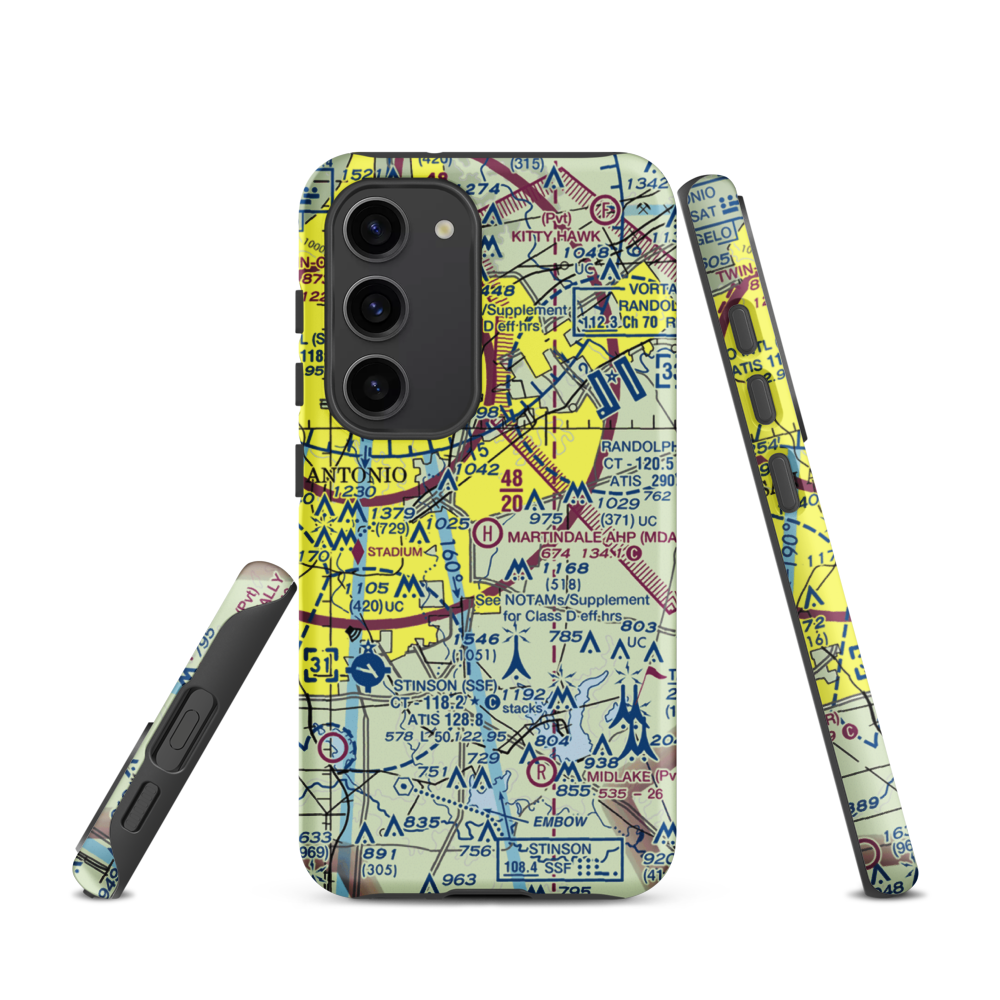 Martindale Army Heliport (MDA) VFR Sectional Samsung Phone Case Samsung Galaxy S23 model shown