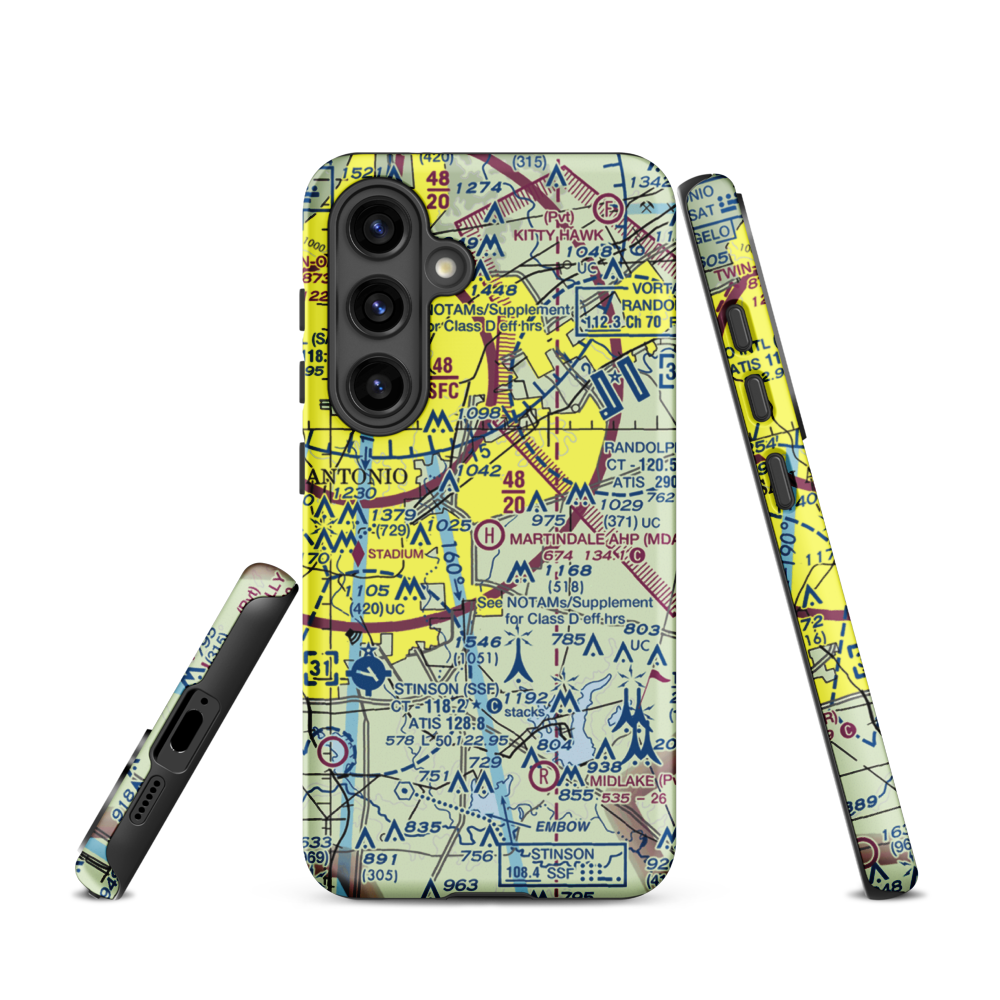 Martindale Army Heliport (MDA) VFR Sectional Samsung Phone Case Samsung Galaxy S24 model shown