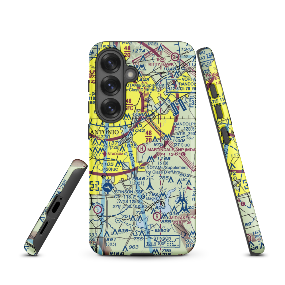 Martindale Army Heliport (MDA) VFR Sectional Samsung Phone Case Samsung Galaxy S25 model shown