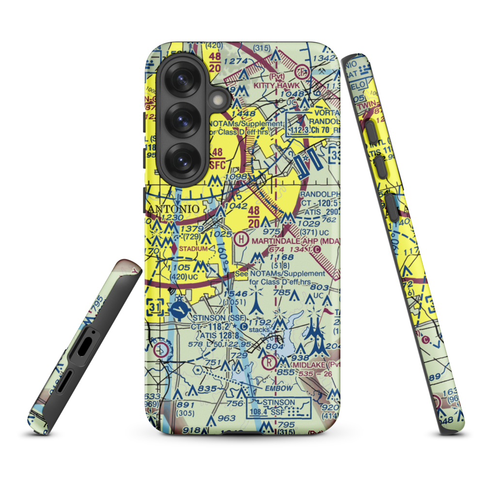 Martindale Army Heliport (MDA) VFR Sectional Samsung Phone Case Samsung Galaxy S25 Plus model shown