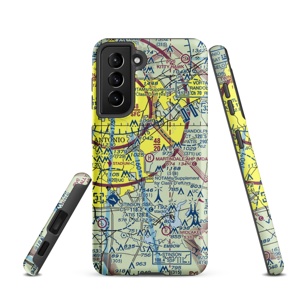 Martindale Army Heliport (MDA) VFR Sectional Samsung Phone Case Samsung Galaxy S21 model shown