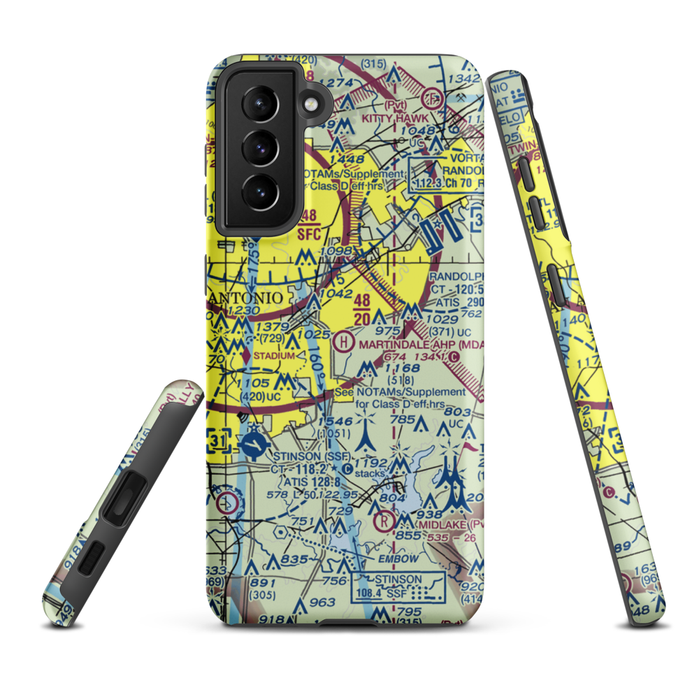Martindale Army Heliport (MDA) VFR Sectional Samsung Phone Case Samsung Galaxy S21 FE model shown