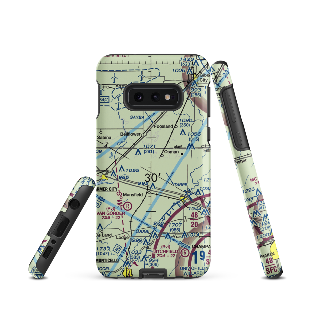 Marvin D Bradd Airport (51IL) VFR Sectional Samsung Phone Case Samsung Galaxy S10 Plus model shown