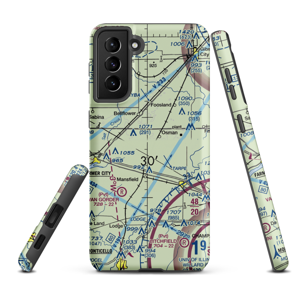Marvin D Bradd Airport (51IL) VFR Sectional Samsung Phone Case Samsung Galaxy S21 FE model shown