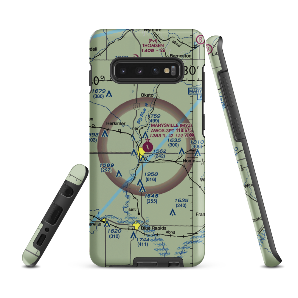 Marysville Municipal Airport (MYZ) VFR Sectional Samsung Phone Case Samsung Galaxy S10e model shown