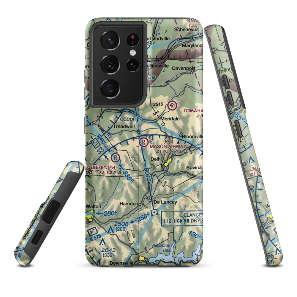 Mason Airway Airport (9NY6) VFR Sectional Samsung Phone Case Samsung Galaxy S21 Plus model shown
