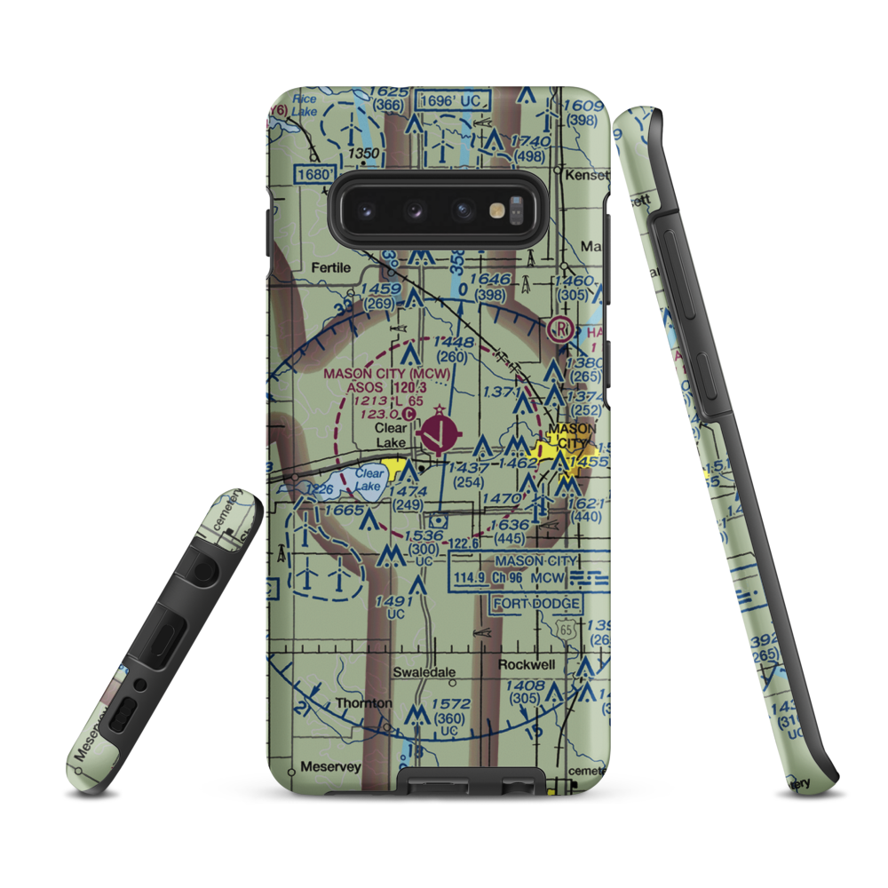 Mason City Municipal Airport (MCW) VFR Sectional Samsung Phone Case Samsung Galaxy S10 Plus model shown