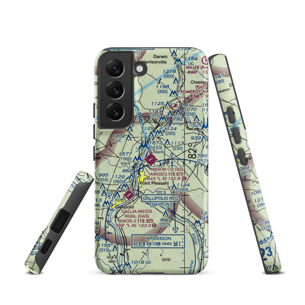 Mason County Airport (3I2) VFR Sectional Samsung Phone Case Samsung Galaxy S22 model shown
