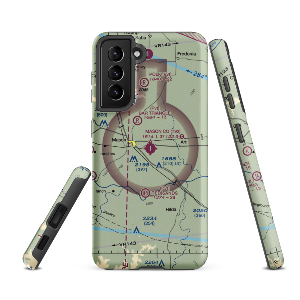 Mason County Airport (T92) VFR Sectional Samsung Phone Case Samsung Galaxy S21 FE model shown