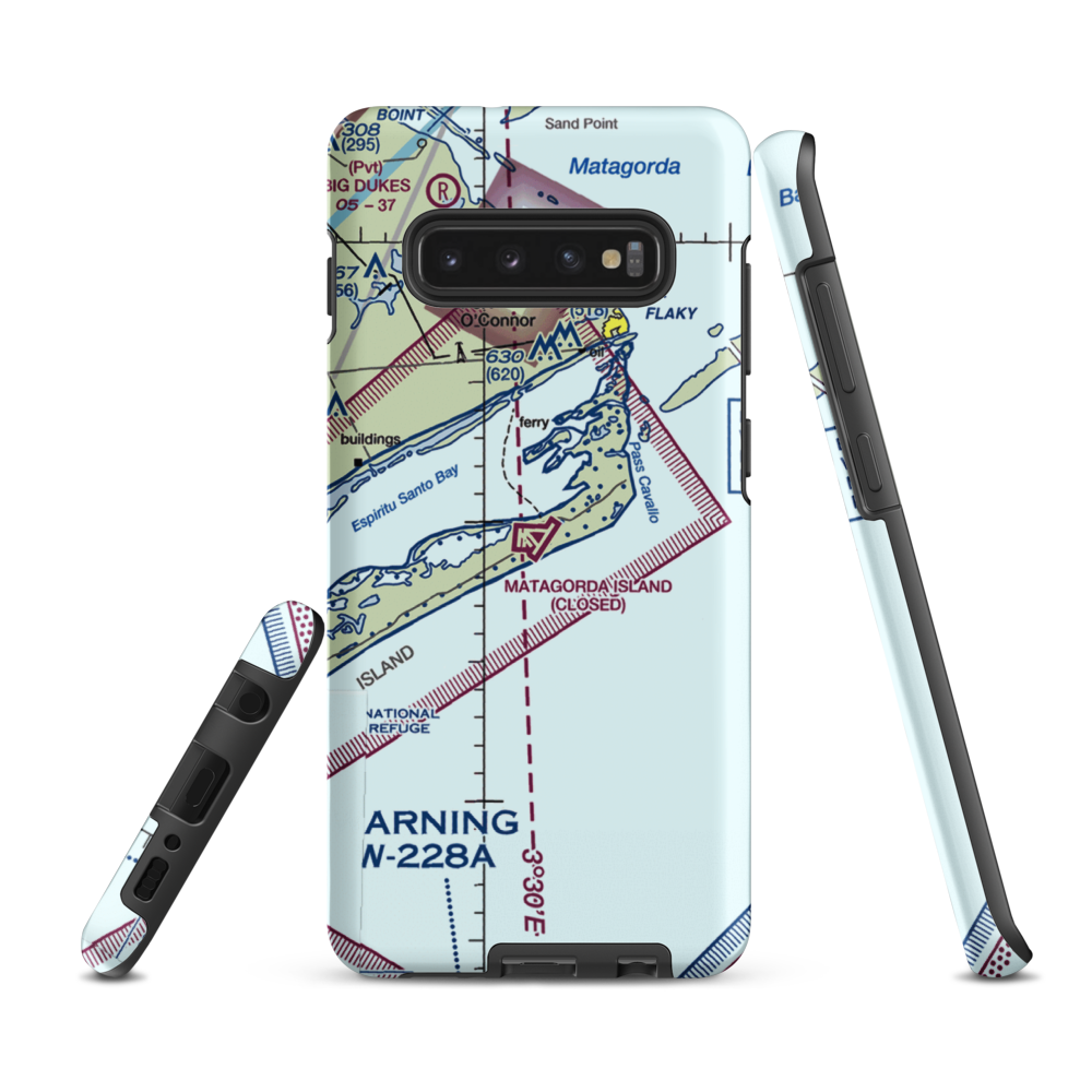 Matagorda Island Air Force Base (MGI) VFR Sectional Samsung Phone Case Samsung Galaxy S10e model shown